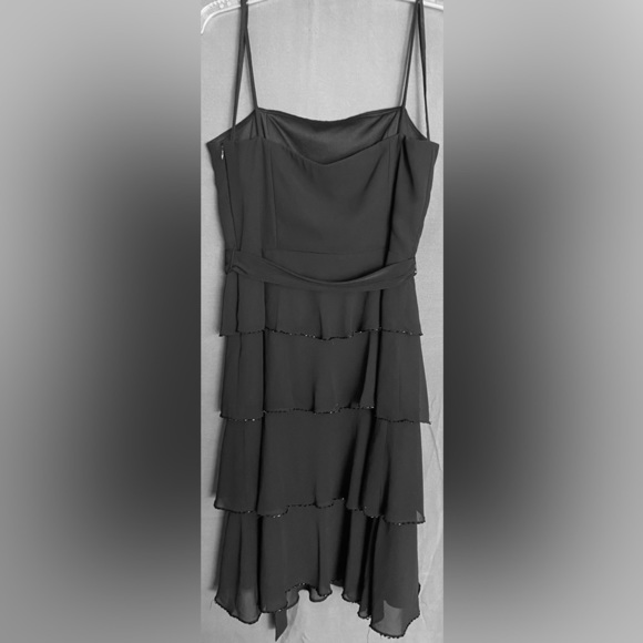 Dress Barn Dresses & Skirts - Flattering DressBarn Sz-12 ShimmeryBlackDress-ALL 4 Layers Hemmed w/Black Beads